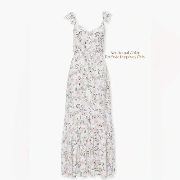 Paisley Floral Button-Front Ruffle Shoulder Maxi Dress In Rust Size M - Picture 2 of 3